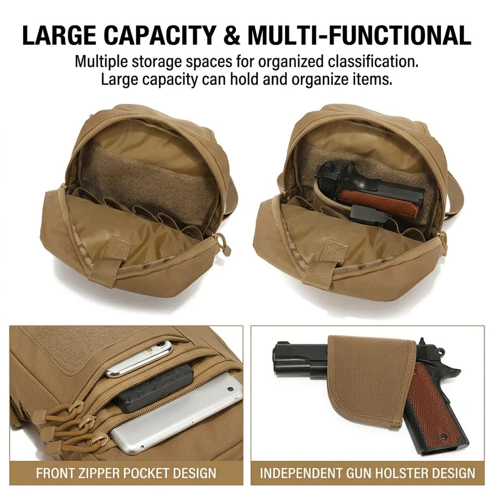 Tactical Pistol Gun Bag Concealed Carry Gun Holster Handgun Storage Chest Bag EDC Tool Pouch Pistol Gun Shoulder Sling Bag
