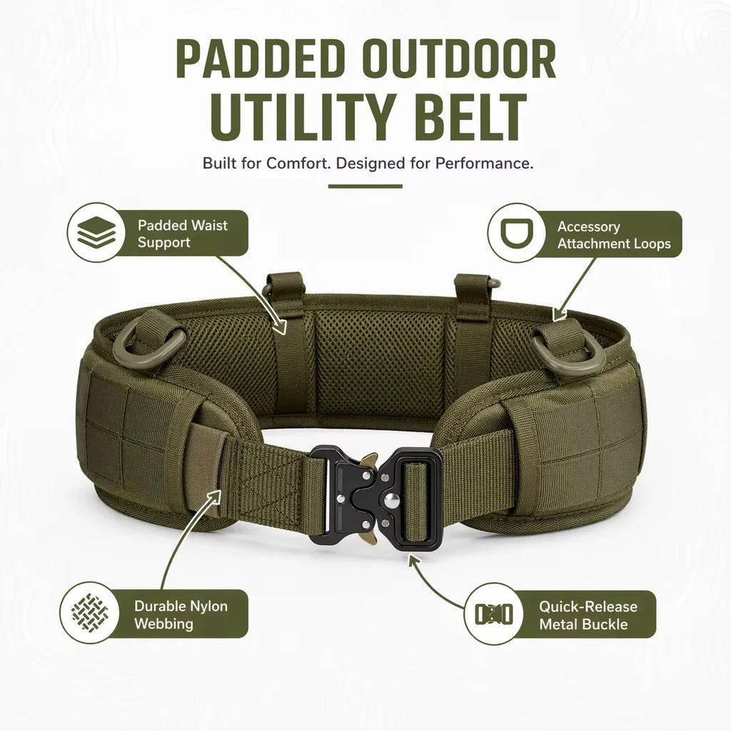 Outdoor Hunting Adjustable Padded Breathable Tactical Belt Multi-Function Buckle Nylon High Quality Outdoors Sport Canvas Belt