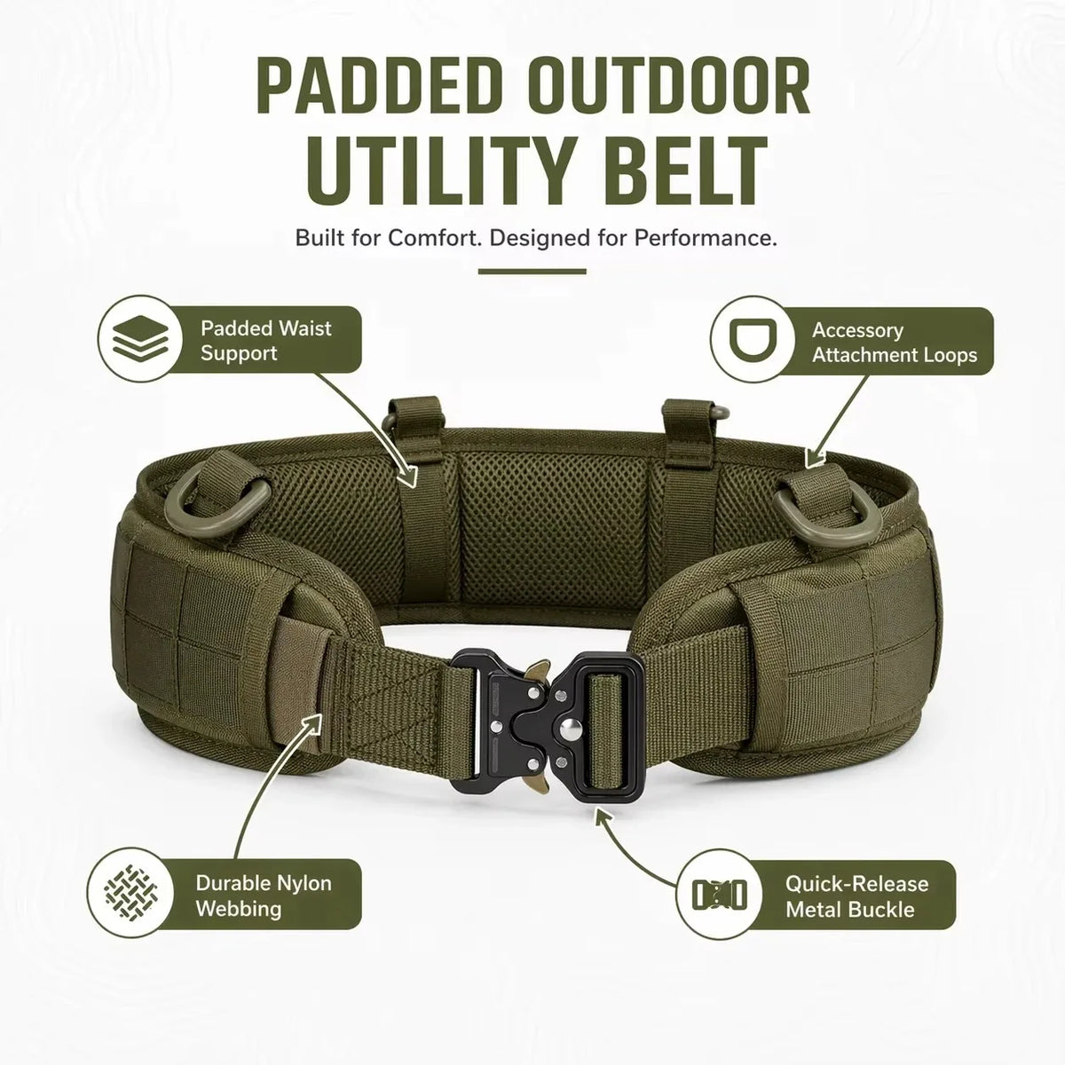 Outdoor Hunting Adjustable Padded Breathable Tactical Belt Multi-Function Buckle Nylon High Quality Outdoors Sport Canvas Belt