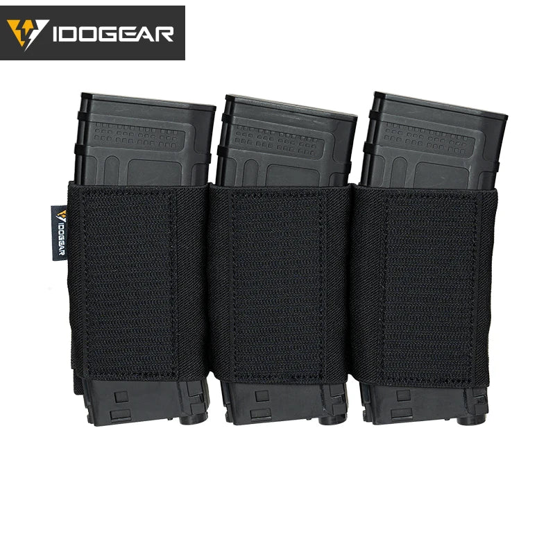 IDOGEAR Triple 5.56 Magazine Holder Elastic Mag Holder with Hook Fasteners for MK3 and MK4 Chest Rig 35139