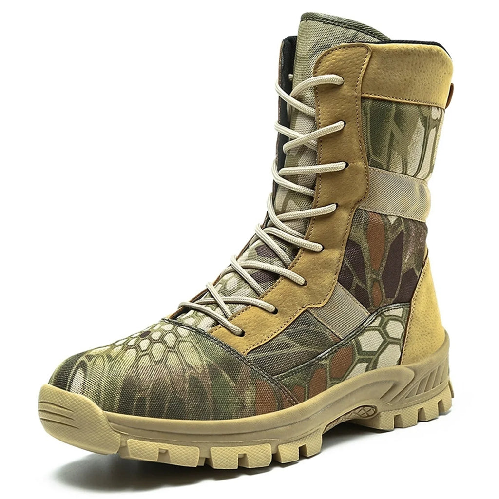High Top Desert Tactical Boots Men's Camouflage Hunting Boots Outdoor Non-Slip Wear-Resistant Mountaineering Hiking Shoes