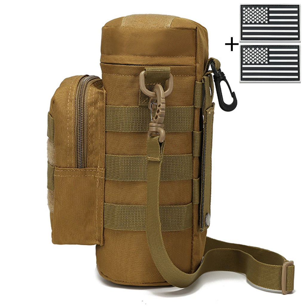 Outdoor hunting Molle water bottle bag with adjustable shoulder strap Magic Sticky, suitable for hiking, fishing and hunting