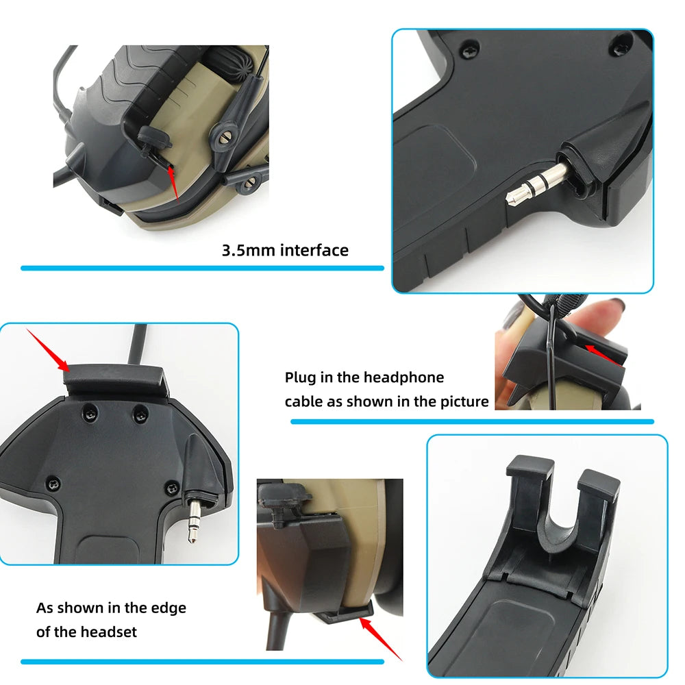 2023 New Tactical Headset Electronic Shooting Earmuff Adapter External Microphone Kit for Walkerrazor Electronic Earmuffs