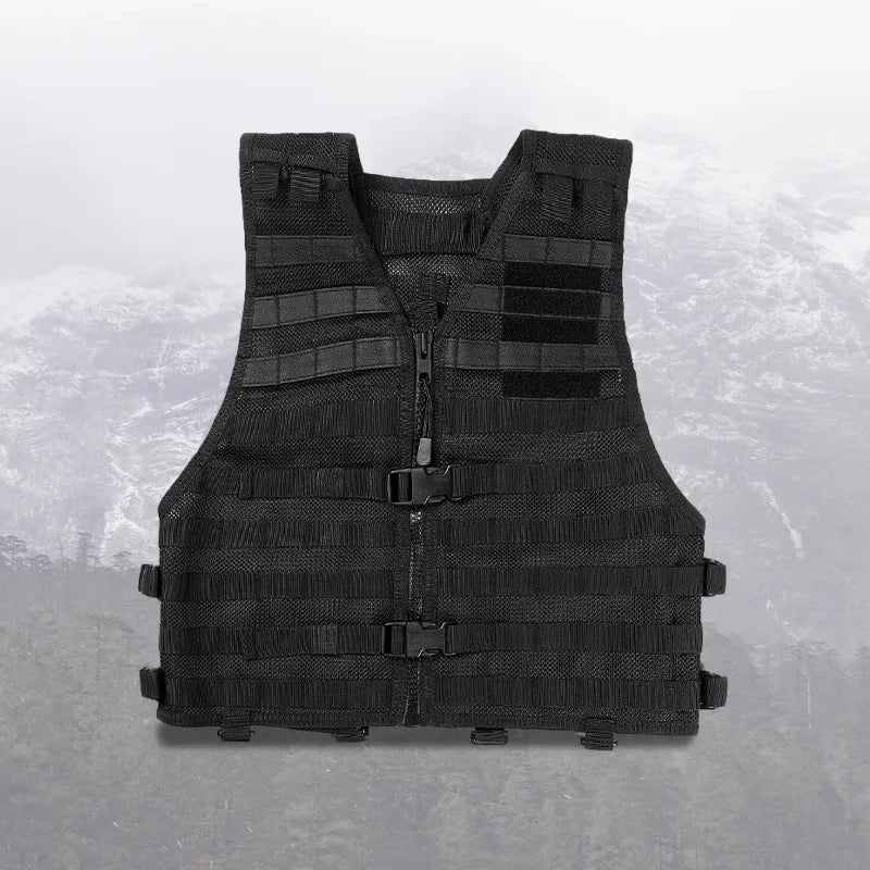 Outdoor tactical summer breathable mesh vest, duty duty quick release tactical vest, vest, pure black protective vest
