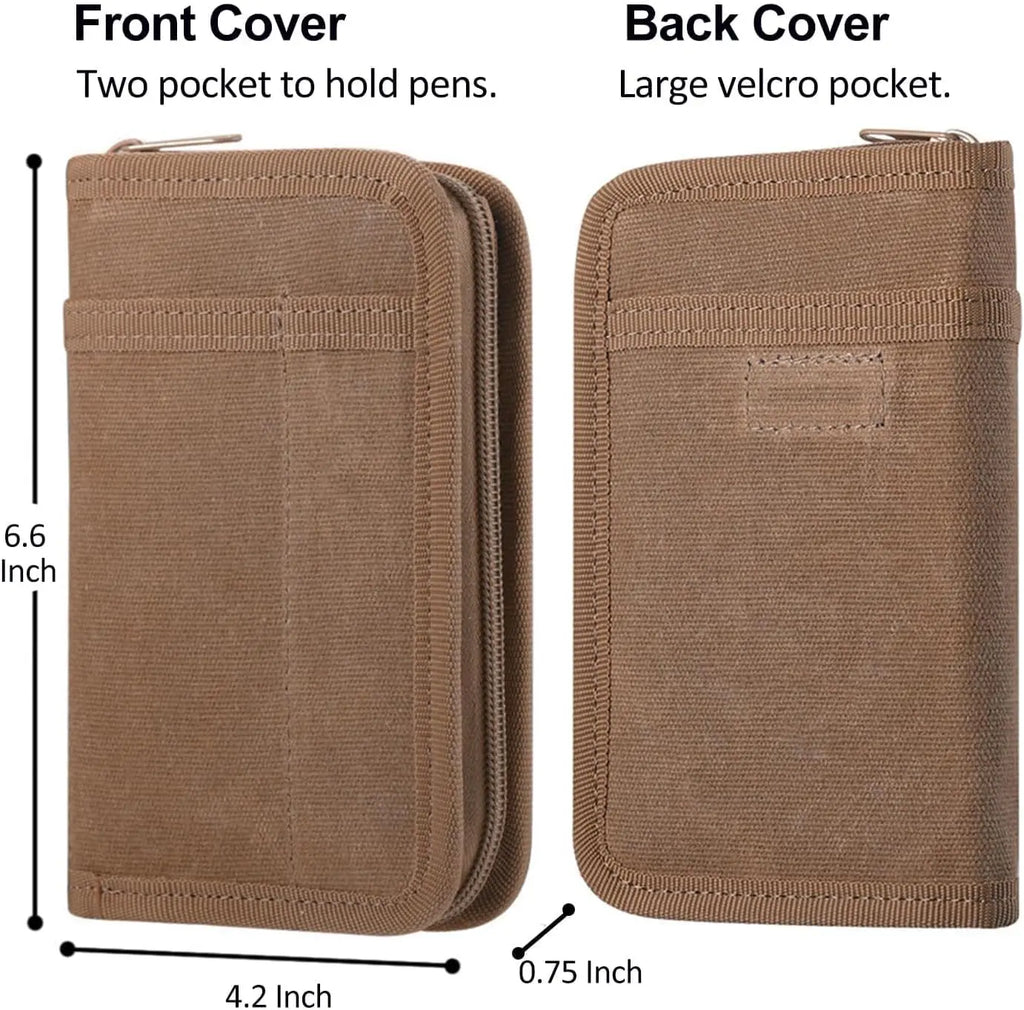 Pocket Notebook Cover Waxed Canvas 3.5''x 5.5'' Journal Cover Tactical Field Notes Notebooks Protective Case EDC Organizer