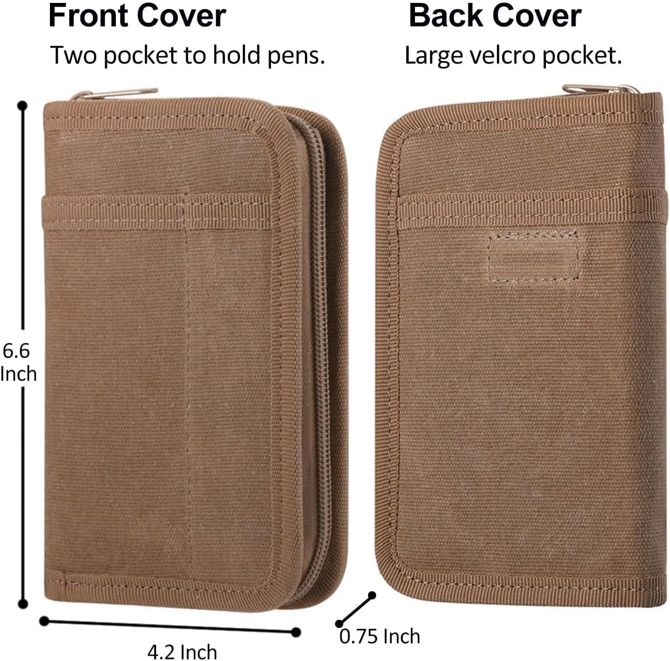 Pocket Notebook Cover Waxed Canvas 3.5''x 5.5'' Journal Cover Tactical Field Notes Notebooks Protective Case EDC Organizer