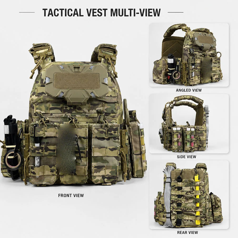 Complete Camo Quick Release Vest Set with FAST Helmet Full Airsoft Cosplay Gear for CS Wargame Role Play Halloween Party Props