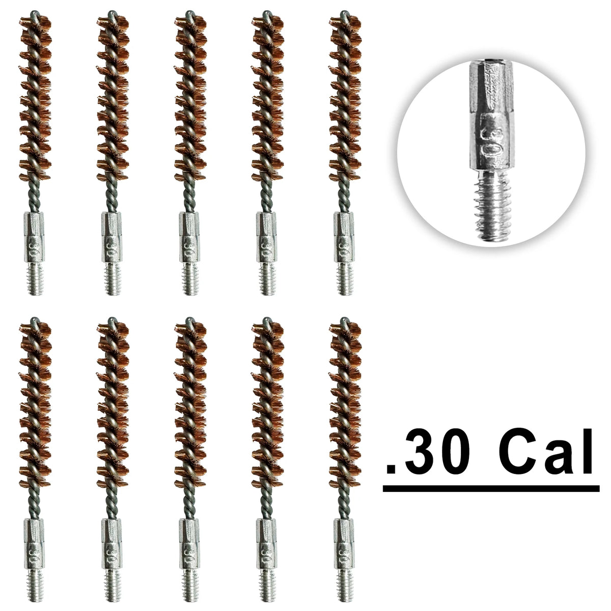 10 Pack Bronze Bore Brush 12GA .17Cal .22Cal 9mm Cleaning Brush for Pistol Rifle Cleaning Kit Thread 5-40 8-32 5/16-27