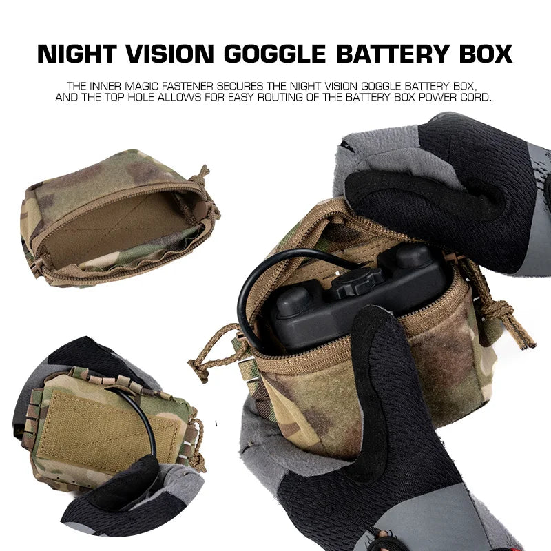 Tactical Helmet Rear Bag SC Style Brain Battery Pouch Hook&Loop NVG Battery Box Storage for Hunting Fast Helmet Gear Accessories