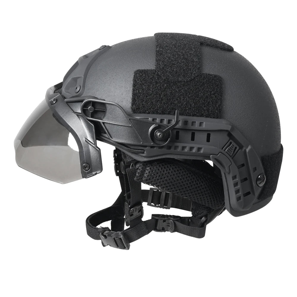 BOOIU Tactical Helmet OP Goggles with Horns Detachable FAST MICH Helmet Anti Fog and Riot OP CS Adjustable Protective Goggles