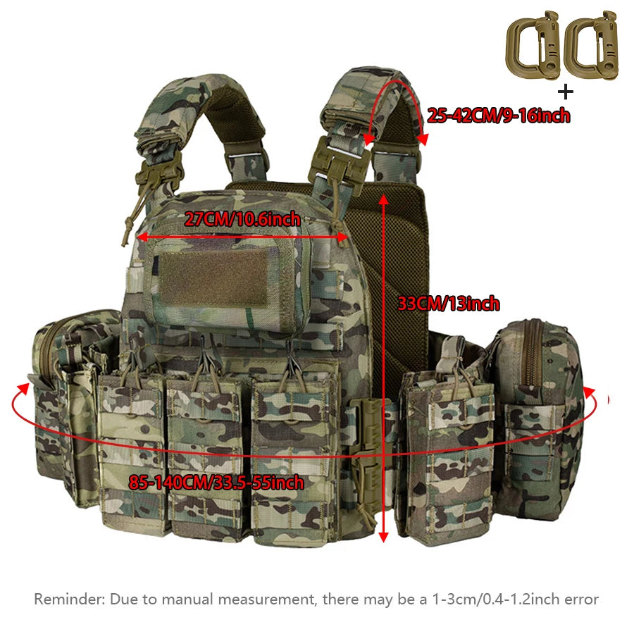 Outdoor Hunting Vest Multi Specification Tool Kit+Water Bag Storage+Magic Sticky Area MOLLE System Modular Expansion