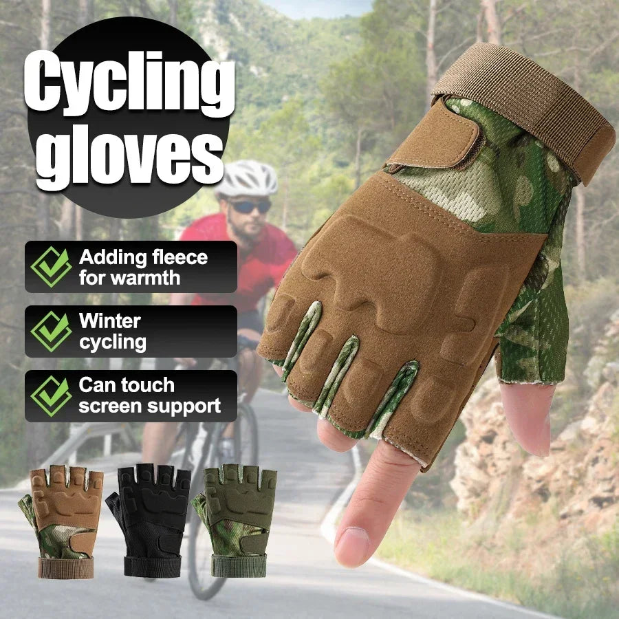 Half-finger Mittens Hunting Gloves Shock-absorbing Bicycle Gloves Cycling Climbing Paintball Shooting Outdoor Tactical Gloves