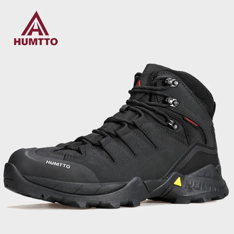 HUMTTO Cowhide Hiking shoes Men's waterproof hunting Boots Tactical Desert Combat Ankle trekking Boots Male Women warm Sneakers