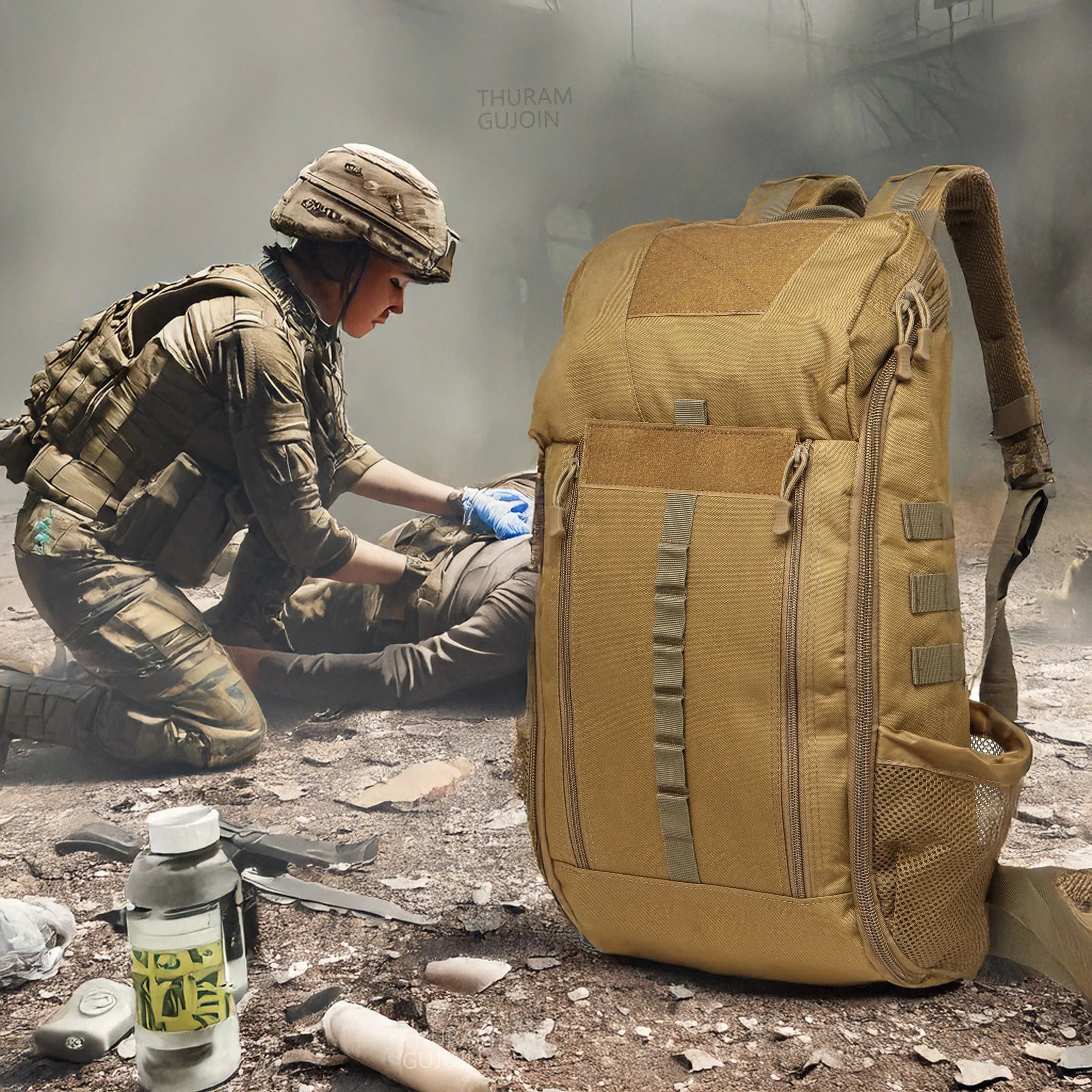 THURAM 40L Waterproof Tactical Medical Backpack First Aid Bag for Hiking Trekking Hunting Fishing Camping Outdoor Sports
