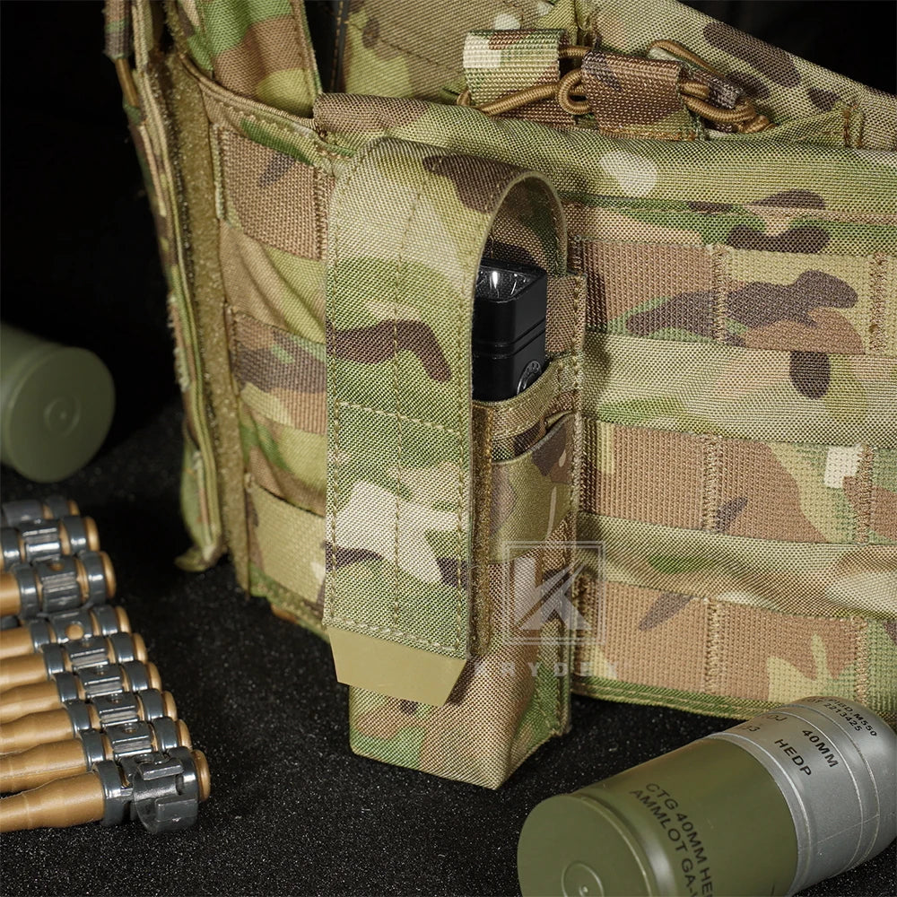 KRYDEX Tactical Flashlight Holster Pouch Low Profile Modular Multi-Function Tool Bag MOLLE PALS + Belt System