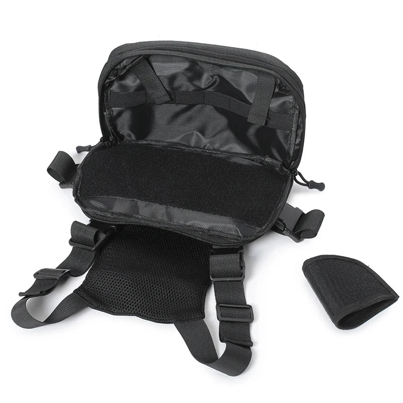 Multi-functional Tactical Chest Rig with Molle, Gun Holster, Large Capacity for Hunting, Hiking, Fishing, Cycling EDC