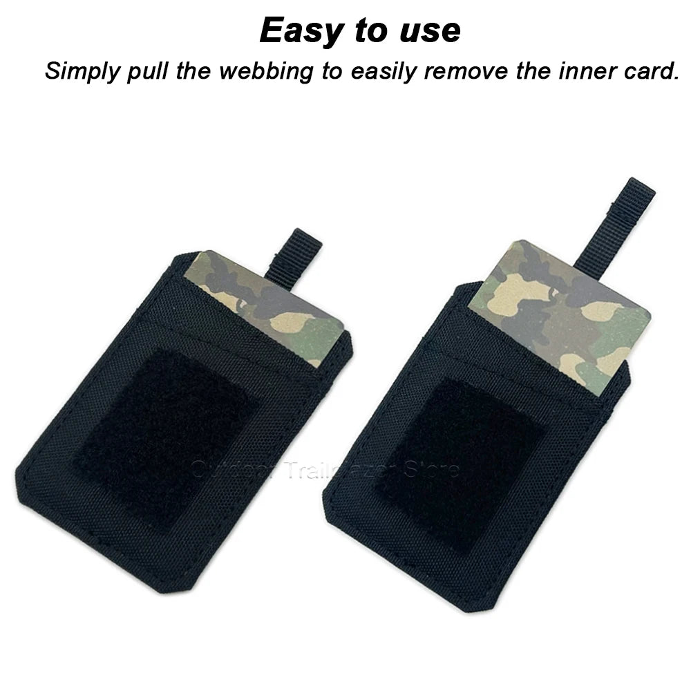 Tactical ID Card Holder Hook & Loop Case Portable Credit Card Bank Card Protector Hunting Bag Accessories