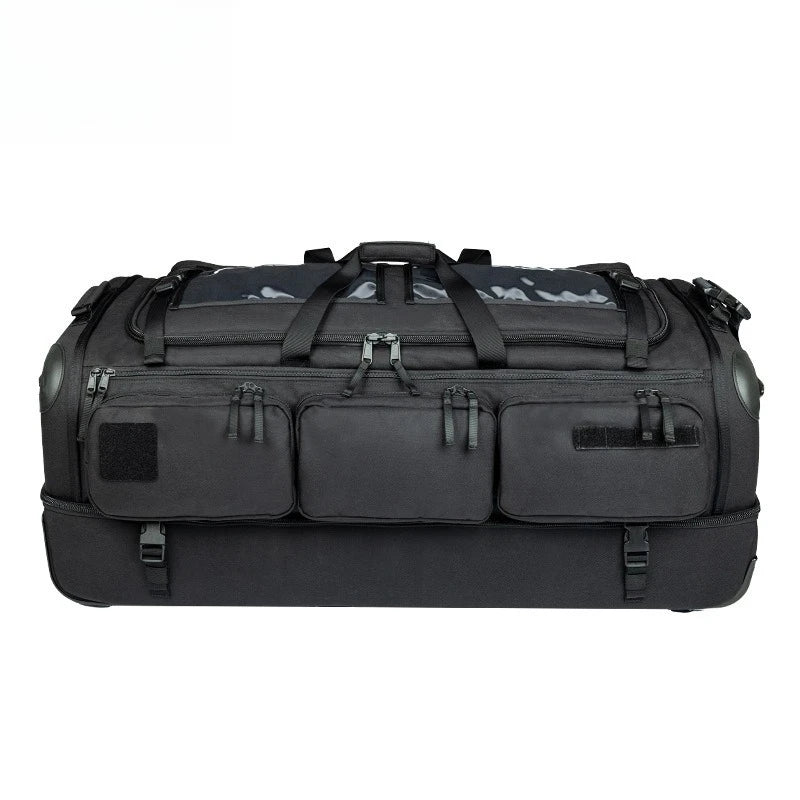 YAKEDA Tactical Rolling Duffle Bag Large Capacity Nylon Wheeled Deployment Bag For Gear Storage Travel Wheeled Tactical Luggage