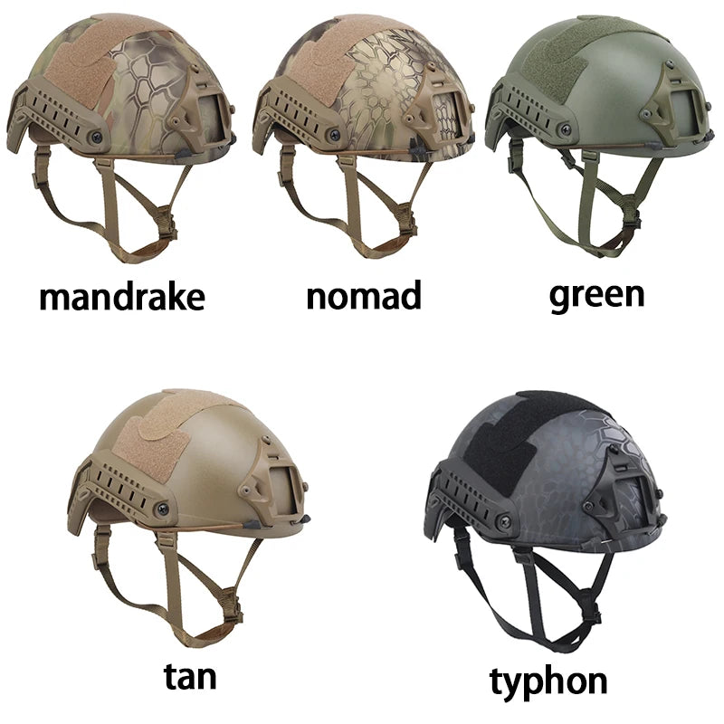 Tactical Helmet Camouflage FAST Airsoft Gear Paintball Head Protector with Night Vision Sport Camera Mount