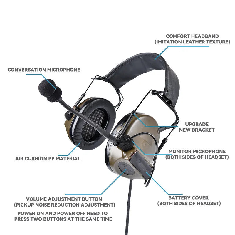 WADSN Tactical C2 Headset with Microphone CS Earmuff  Headphones Hearing Protective Ear Protection airsoft accsesories