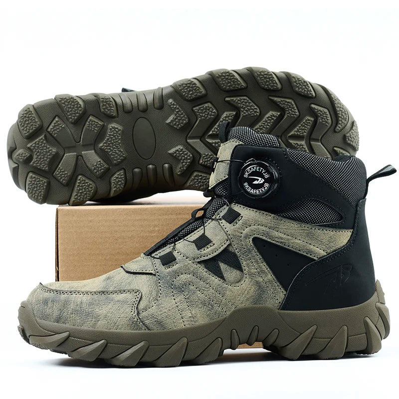 Puncture-Proof Work Boots  Rotating button Safety Boots Men Outdoor tactical boots Indestructible shoes Steel toe shoes Sneakers
