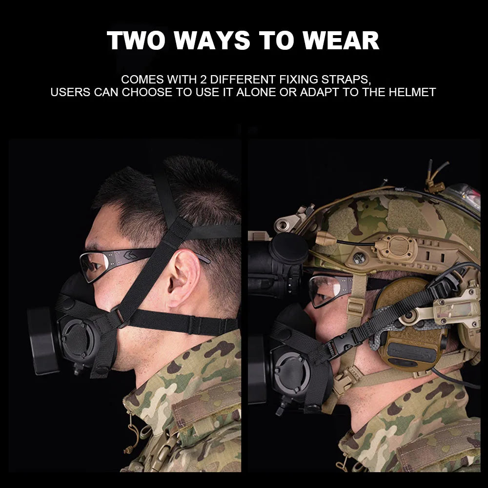 Tactical Respirator SOTR Mask Built-in Microphone Communication Special Operations Half-mask Replaceable Filter CS Airsoft Gear