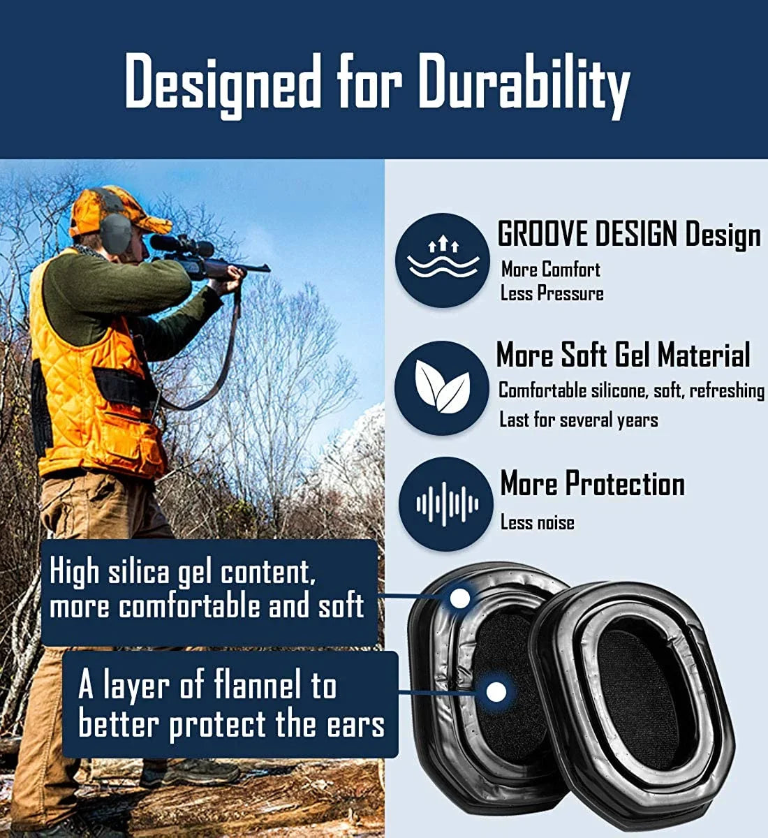 Tactical Gel Ear Pads, Electronic Shooting Ear Cups, Replacement Ear Pads, Earphone Accessories
