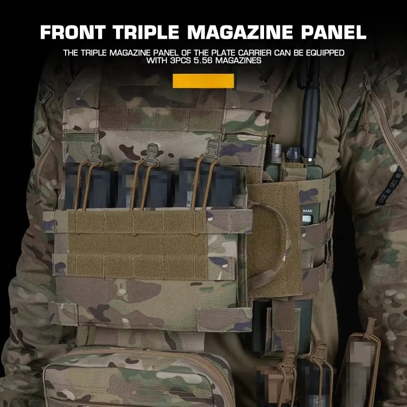 Tactical R Series Style Plate Carrier JPC 3.0 Assault Molle Vest Set with 5.56 Triple Magazine Holster Radio Drop Packet Bag