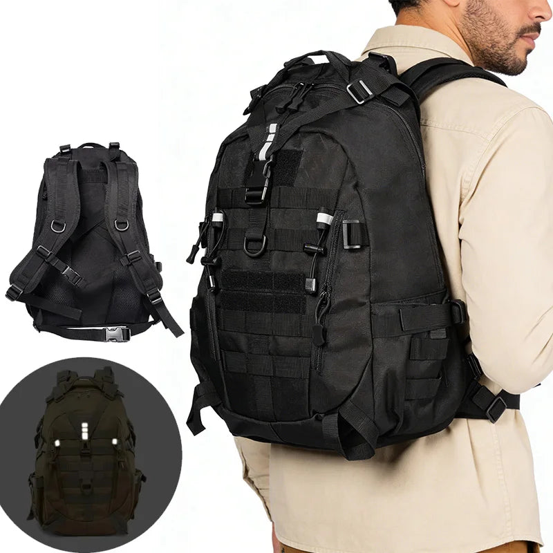Tactical Travel Backpack for Men Hiking Day Pack Molle Rucksack Trekking Fishing Traveling Outdoor 14inch Laptop Camping Bag