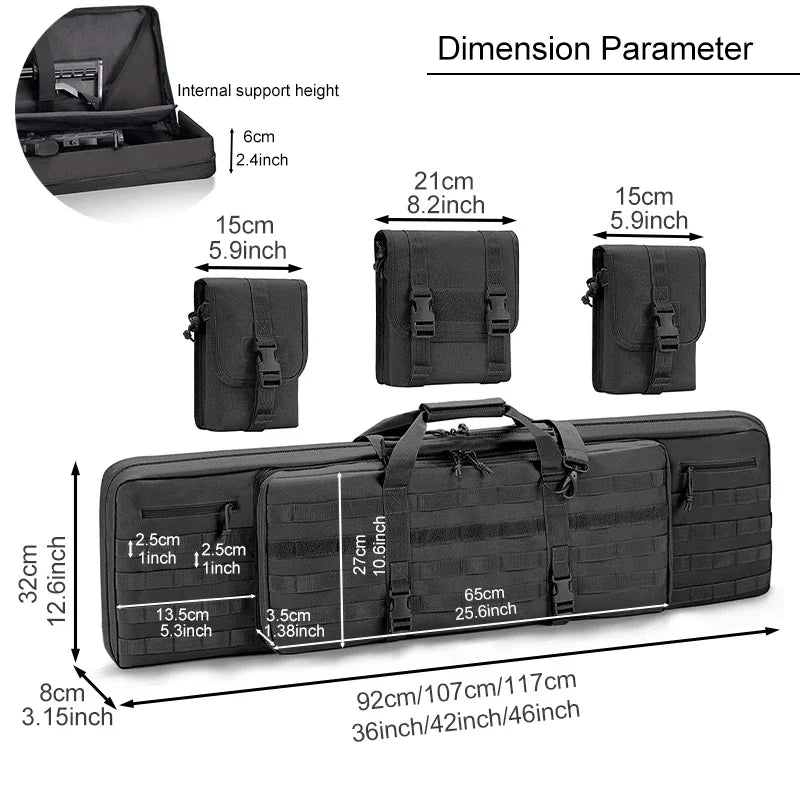Double Ri-fle Case Zipper Lock Molle System Backpack Soft Padded G-un Range Bag for Hunting Accessories Fishing Rod Case