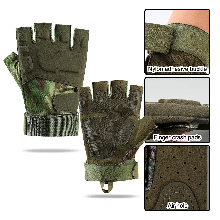 Half-finger Mittens Hunting Gloves Shock-absorbing Bicycle Gloves Cycling Climbing Paintball Shooting Outdoor Tactical Gloves