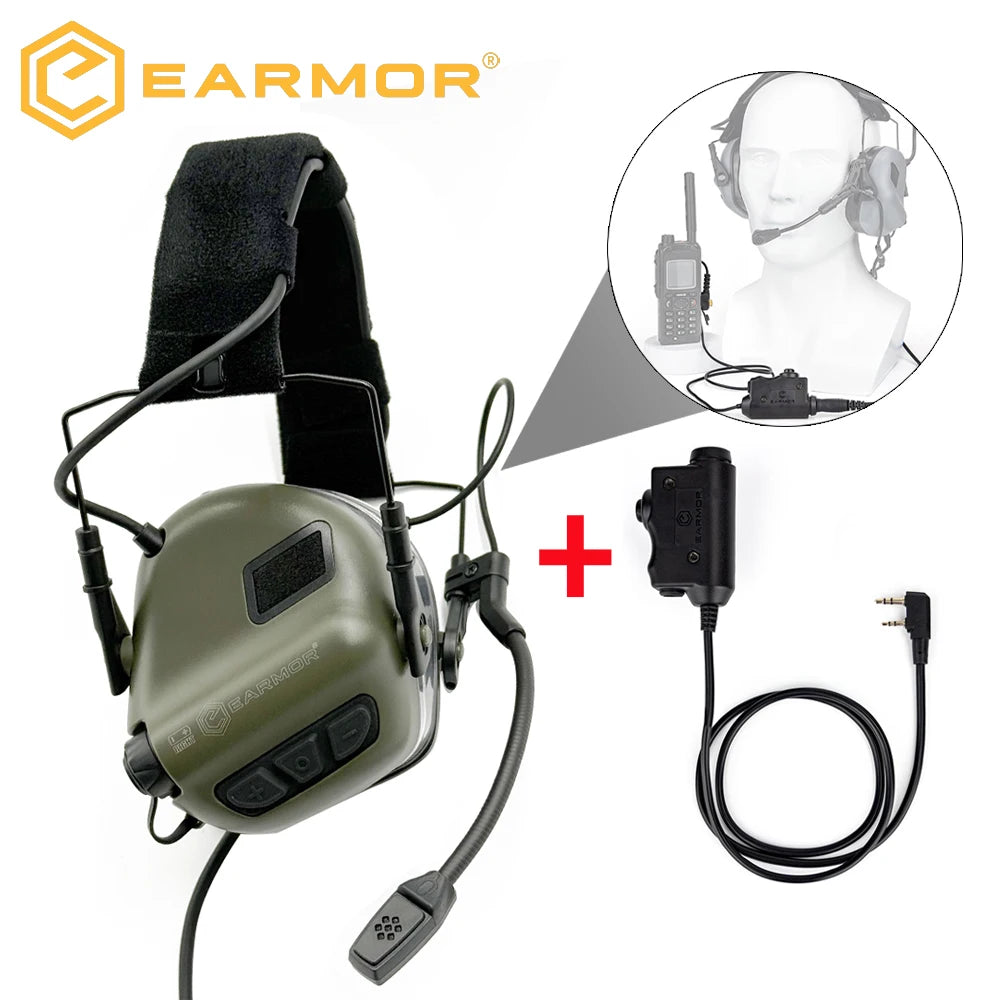 EARMOR M32 SE Tactical Headset for Helmet - Noise Canceling Headphones with mic for Shooting & Hunting Earmuffs with M51 PTT