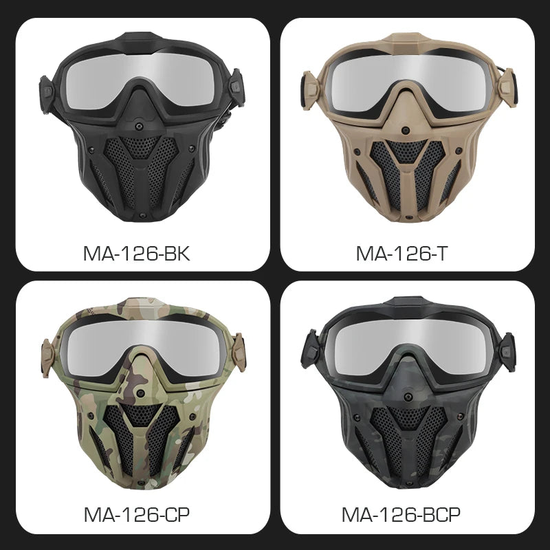 Tactical Airsoft Mask Full Face Mask with Fan Detachable Anti-Fog Protection Goggle for Paintball Shooting CS Game Gear