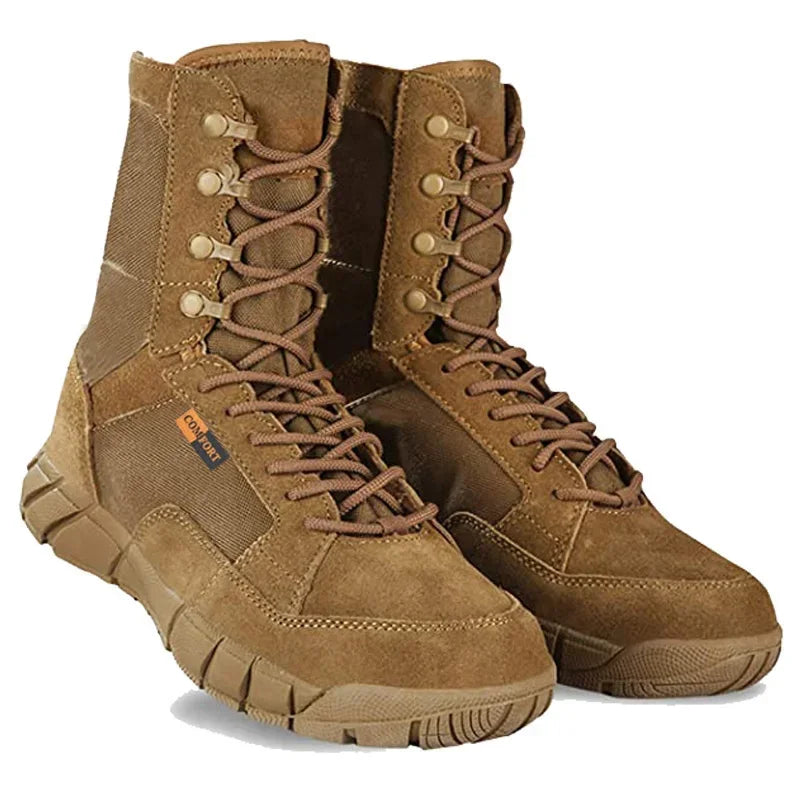 Lightweight Man Tactical Combat Boots Anti-Collision Training Lace Up Waterproof Outdoor Hiking Breathable Shoe