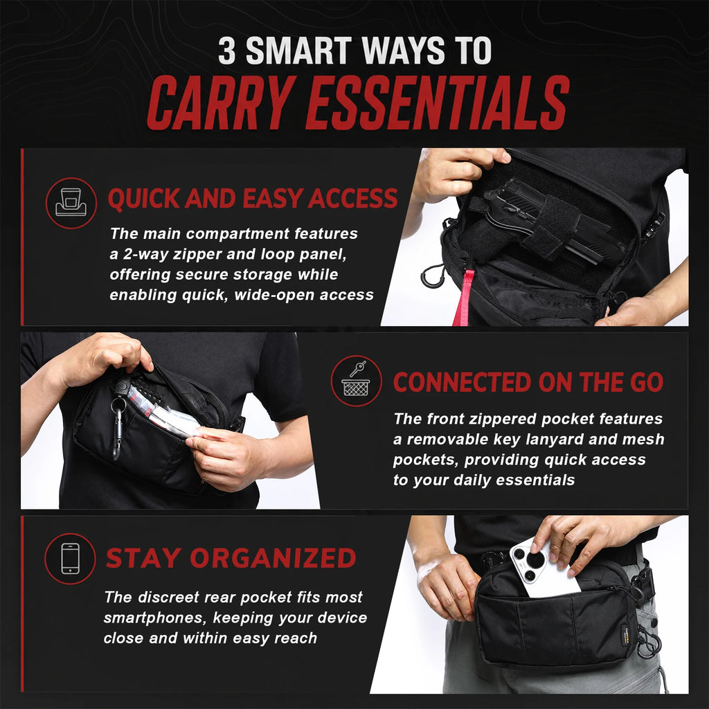 VOTAGOO Tactical Waist Bag Hidden Belt Concealed Carry Pouch EDC for Men Women Outdoor Travel Hiking