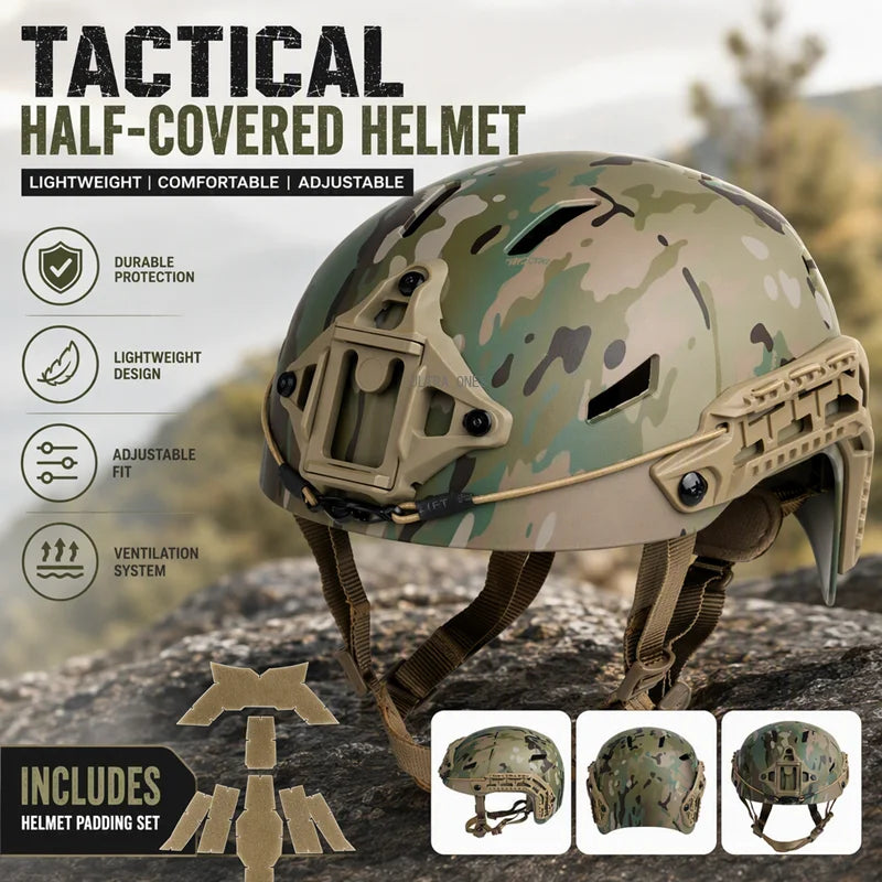 CS Airsoft Helmet Wargame Combat Training Sports Helmets Adjustable Suspension System Hunting Tactical Half Covered Helmet