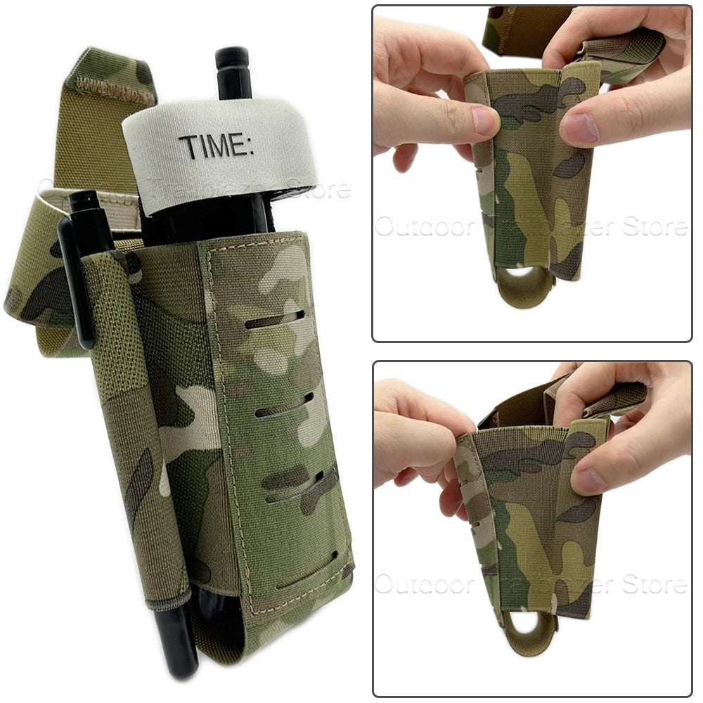 Tactical TQ Tourniquet Pouch TQ Pouch With Removable Hook and Loop Panel for MOLLE PALS Duty Belt Airsoft Combat Hunting Vest