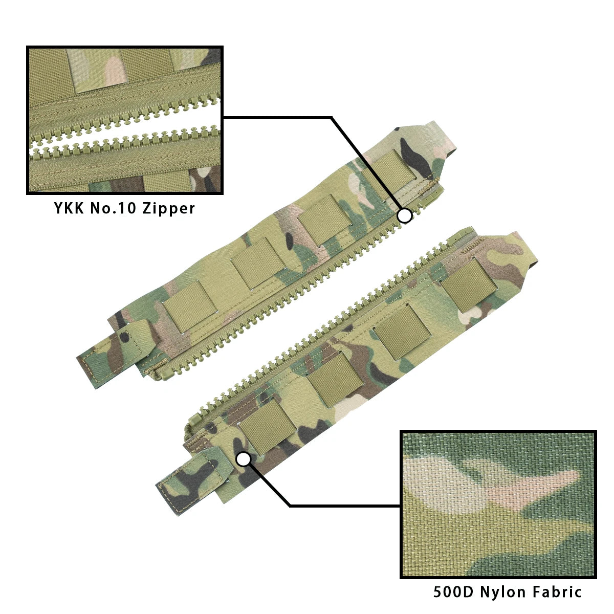 Tactical Back Panel Zipper MOLLE Adapter 500D Nylon Lightweight Versatile For Rear Pack Plate Carrier 3950 Tactical Gear 2PCS