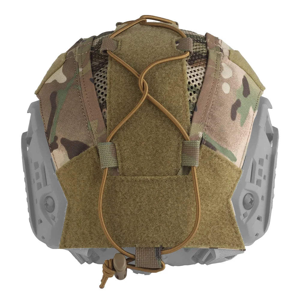 Tactical Helmet Cover 4th Gen for Militar FAST Helmet Ops-Core High-Cut Helmets Cloth with Elastic Fixed Rope Camo Style