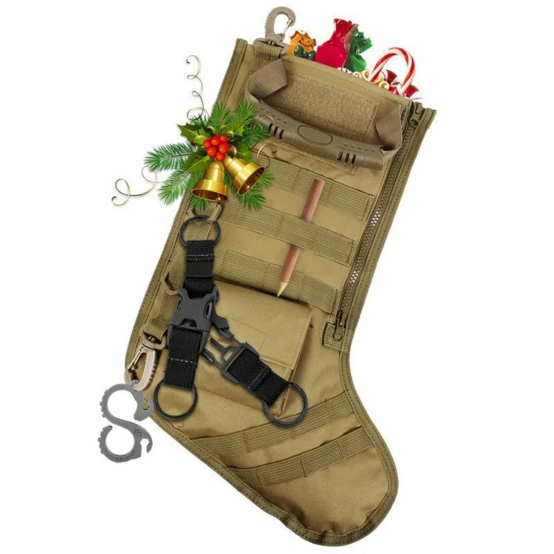 Tactical Christmas Stocking MOLLE Webbing Zip EDC Pocket Outdoor Hiking Hunting Accessories Bag Gift for Veterans