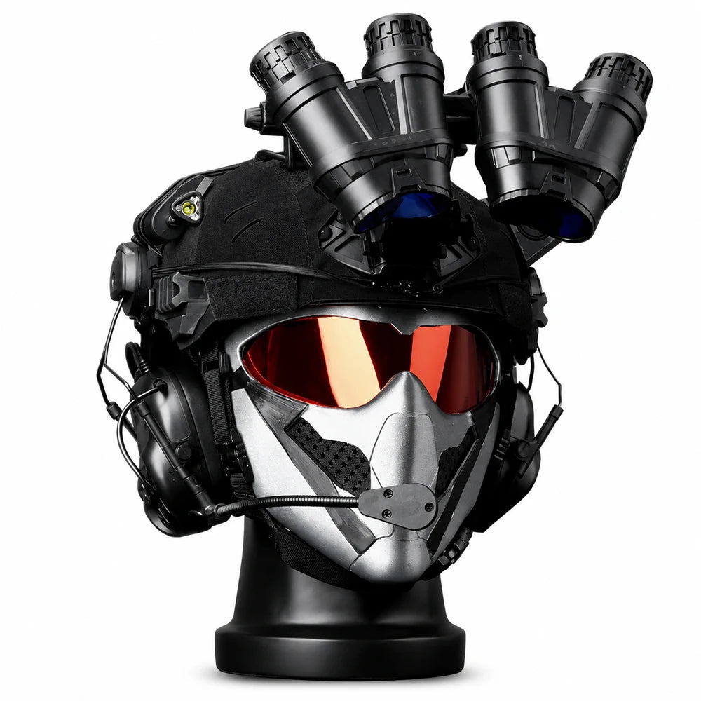 Tactical Airsoft Helmet Set with Full Face Mask, Military Style Protective Gear for Paintball CS Game Cosplay Outdoor Use