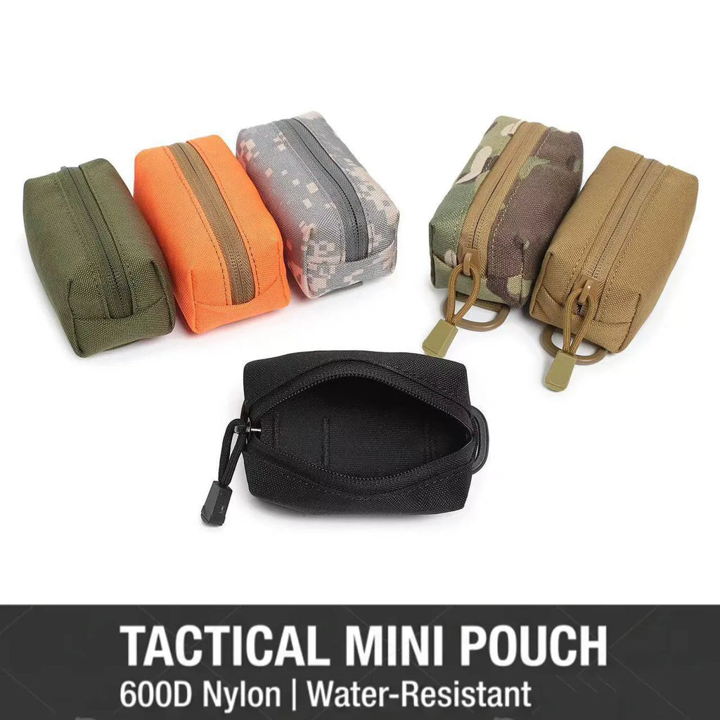 Outdoor Mini EDC Zipper Pouch MOLLE Small Portable Nylon Key Coin Purse with D-Ring for Cycling Hunting Hiking Travel