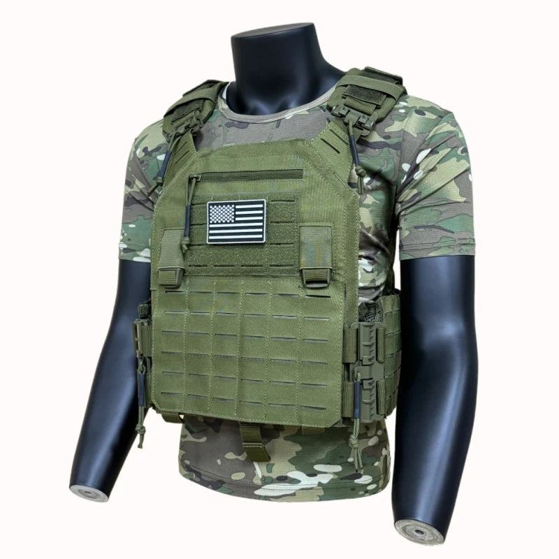 Military Style Tactical Training Vest Multi-Pocket MOLLE Waistcoat Outdoor Daily Exercise Field Training Clothes 6094 black