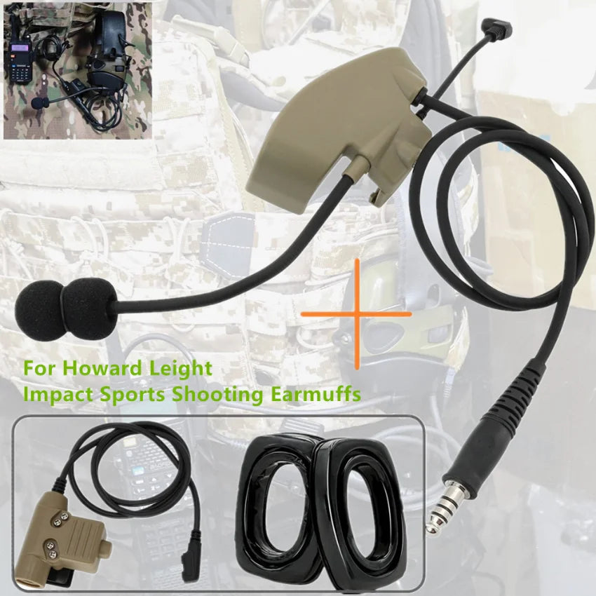 Tactical Headset Electronic Shooting Earmuffs with External Microphone Kit for Howard Leight Impact Sports Tactical Headset