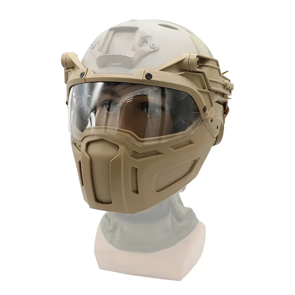 Tactical FAST Helmet Half Face Mask With Flip Goggles Outdoor CS Games Airsoft Paintball Hunting Mask Helmet Accessories