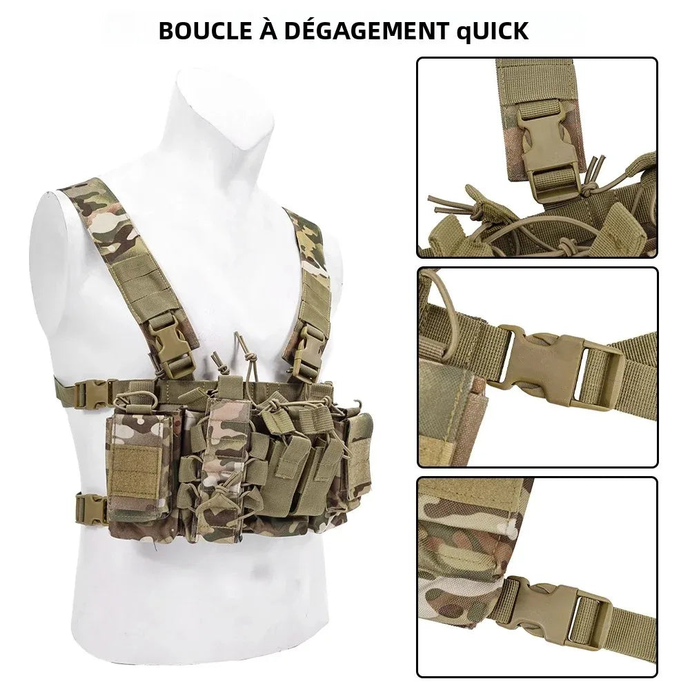 Tactical Chest Equipment Bag Molle with Magazine Bag Outdoor Hunting Chest Hanging Waterproof Nylon Front Bag
