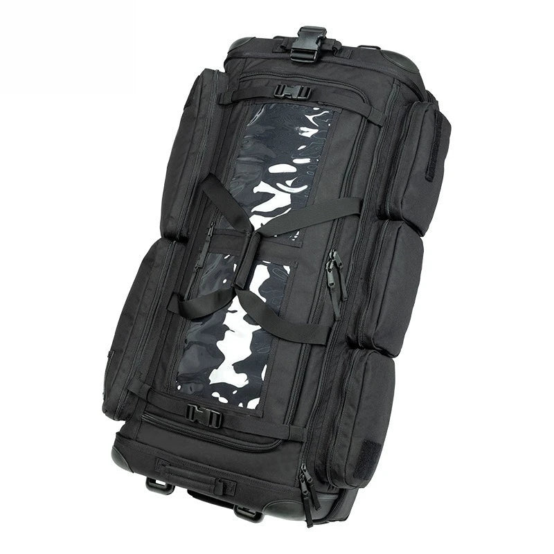 YAKEDA Tactical Rolling Duffle Bag Large Capacity Nylon Wheeled Deployment Bag For Gear Storage Travel Wheeled Tactical Luggage