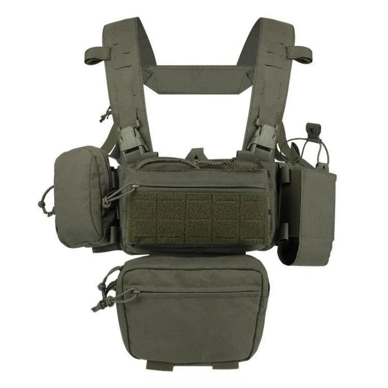 YAKEDA Tactical Chest Rig with 5.56/7.62 Magazine Pouch Holder, Pistol Pouch, Wing Pouch, Molle Dangler Pouch