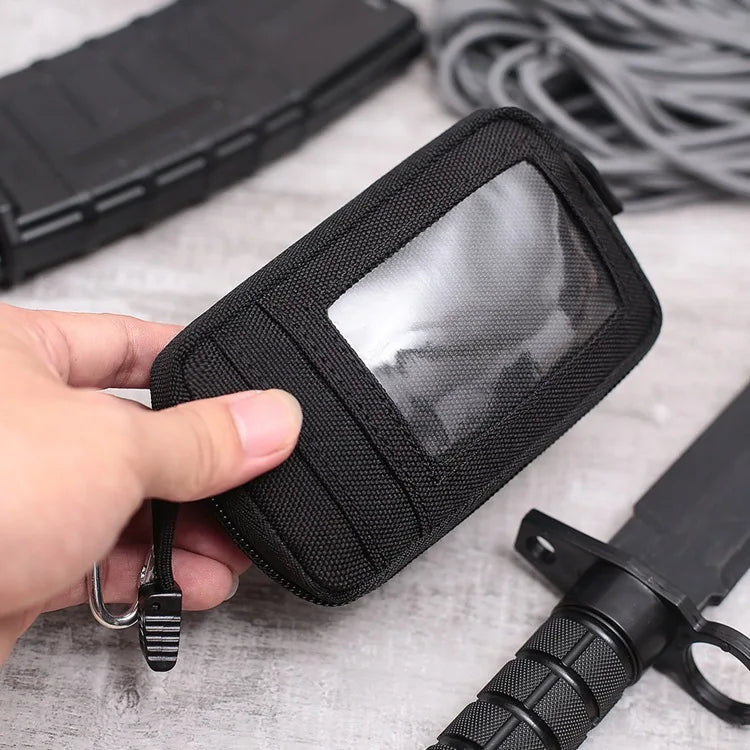 Tactical Waterproof Card Pack Outdoor EDC Pouch Key Purse Wallet Travel Kit Coin Purse With Card Slots Pack Zipper Waist Bag