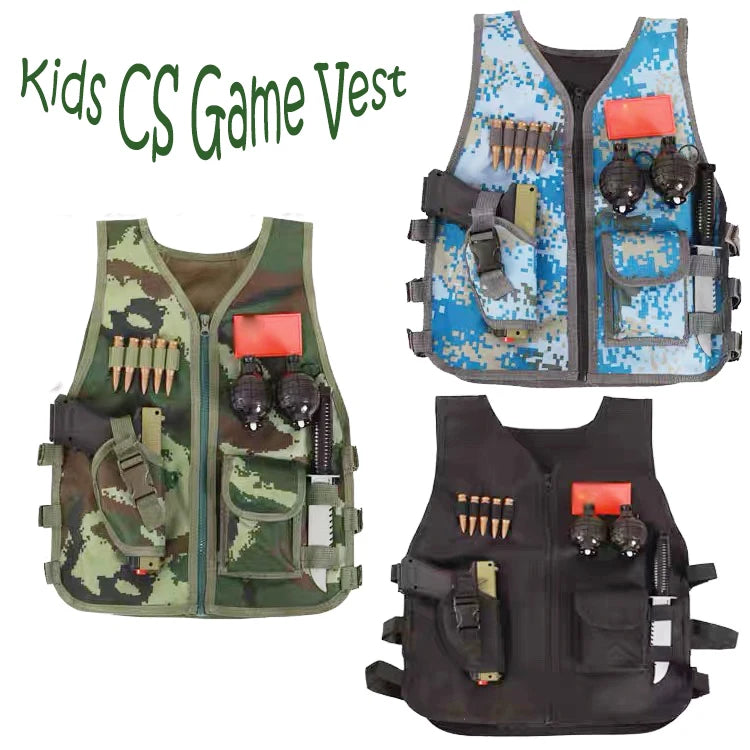 Tactical Children Vest Outdoor Camouflage Boy Girl CS Game Vest Kids Hunting Cosplay Fishing 3-6 Years CS Fans Clothing